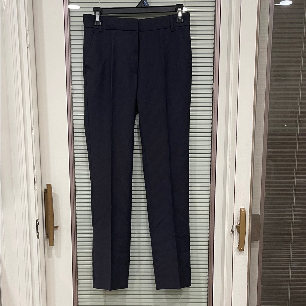 MNG BY MANGO BLACK PINSTRIPED CLASSIC STRAIGHT LEG TROUSERS WITH POCKETS SIZE 2